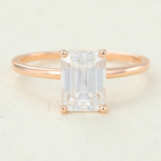 1.6 CT Emerald Solitaire Lab-Grown Diamond Engagement Ring